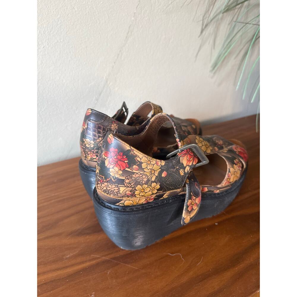 Dr. Martens Adaya Tan Tattoo Floral Wedge Sandals Japanese Chunky 1970s 8 - Picture 4 of 9